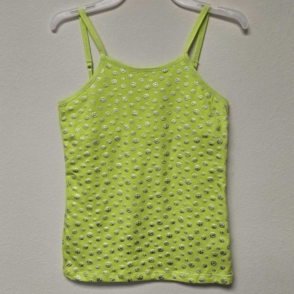BCG Peace Cami Tank Top Green XS (6 - 6X)